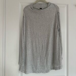Free People Light Gray Ribbed Turtleneck Sweater